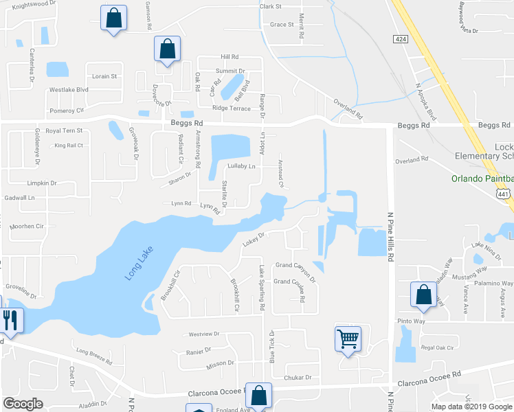 map of restaurants, bars, coffee shops, grocery stores, and more near 6348 Sleepy Hollow Drive in Orlando