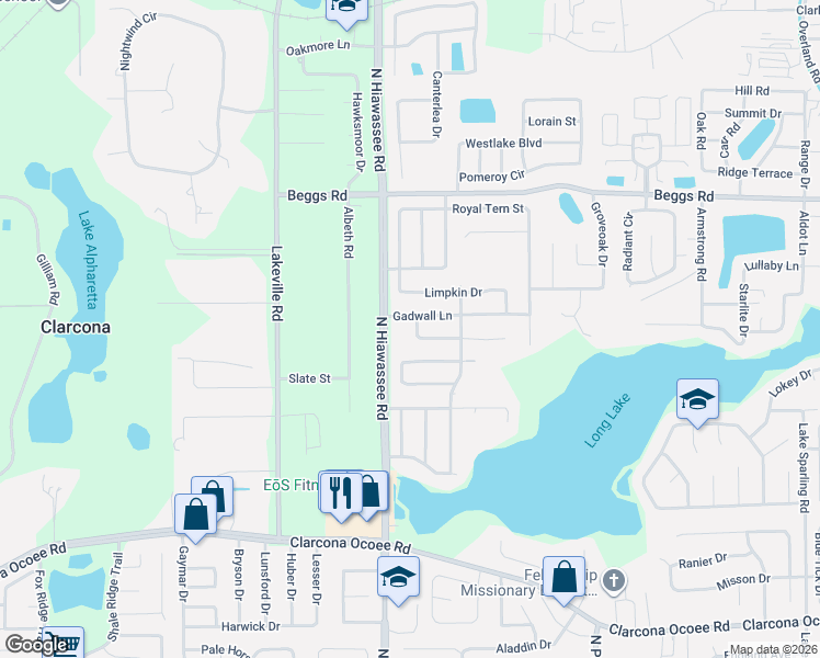 map of restaurants, bars, coffee shops, grocery stores, and more near 6836 Gadwall Lane in Orlando