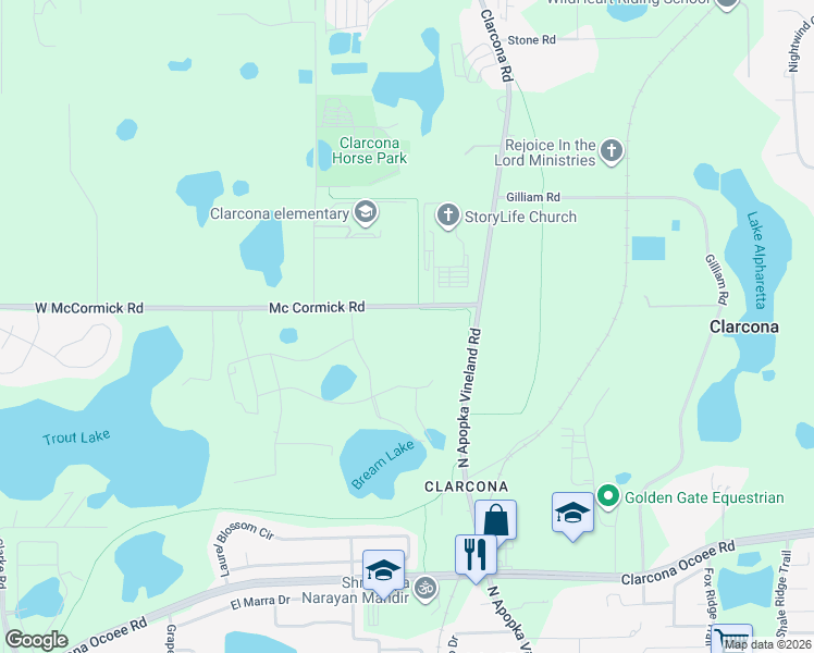 map of restaurants, bars, coffee shops, grocery stores, and more near 422 Mc Cormick Road in Apopka
