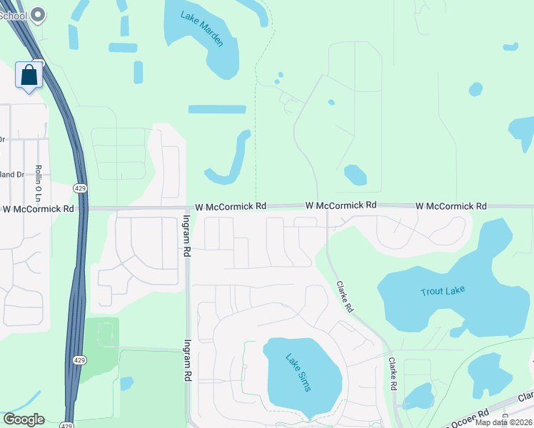 map of restaurants, bars, coffee shops, grocery stores, and more near 3537 Gretchen Drive in Ocoee