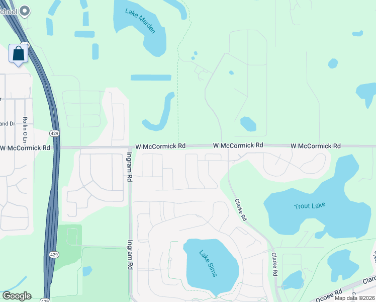 map of restaurants, bars, coffee shops, grocery stores, and more near 3537 Gretchen Drive in Ocoee