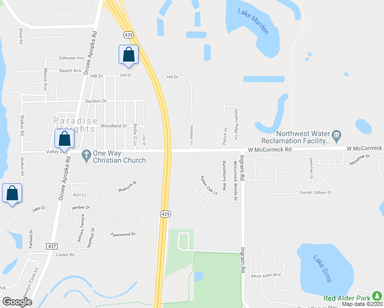 map of restaurants, bars, coffee shops, grocery stores, and more near 3539 Mccormick Woods Drive in Ocoee