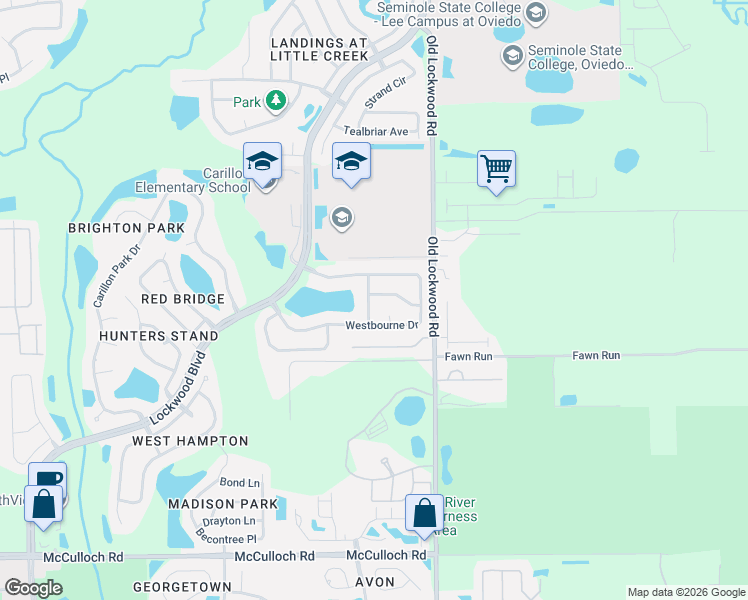 map of restaurants, bars, coffee shops, grocery stores, and more near 1957 Wrenfield Lane in Oviedo