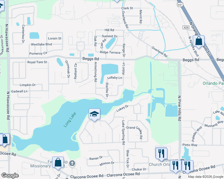 map of restaurants, bars, coffee shops, grocery stores, and more near 7208 Tortoise Court in Orlando