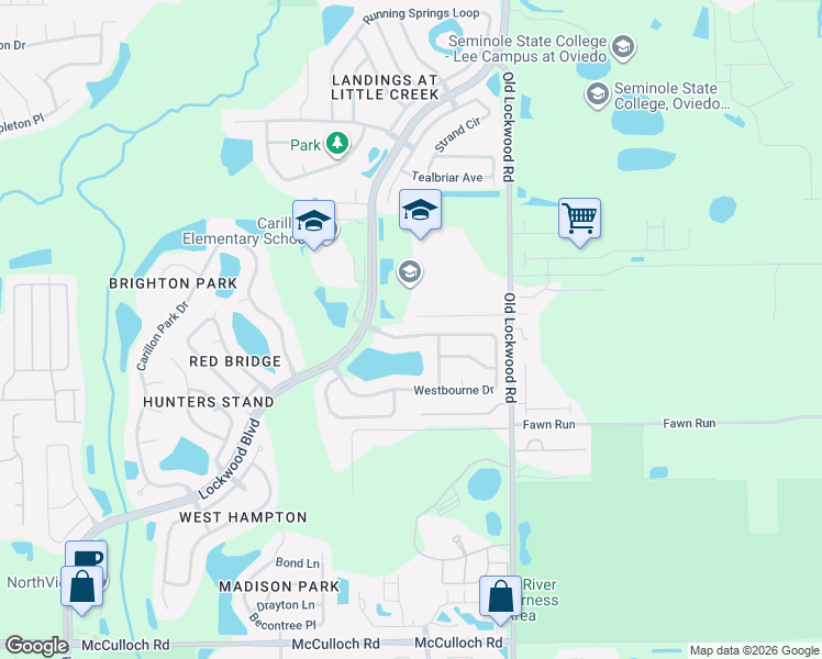 map of restaurants, bars, coffee shops, grocery stores, and more near 2231 Westbourne Drive in Oviedo