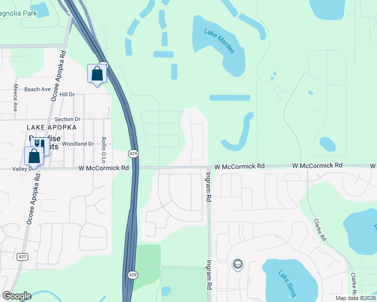 map of restaurants, bars, coffee shops, grocery stores, and more near 3646 Pelock Drive in Apopka