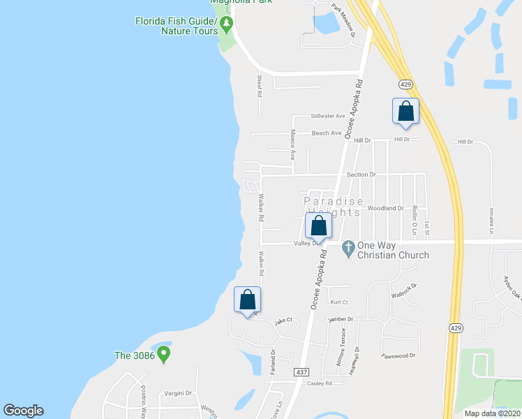 map of restaurants, bars, coffee shops, grocery stores, and more near 3484 Walker Road in Apopka