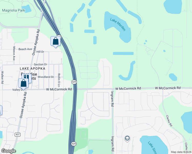 map of restaurants, bars, coffee shops, grocery stores, and more near 3646 Pelock Drive in Apopka