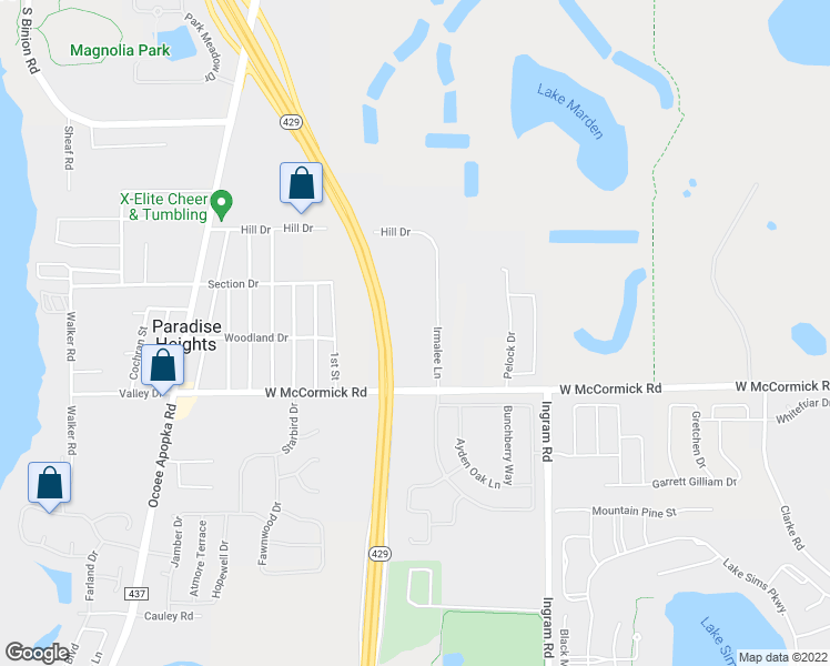 map of restaurants, bars, coffee shops, grocery stores, and more near 1621 West McCormick Road in Apopka