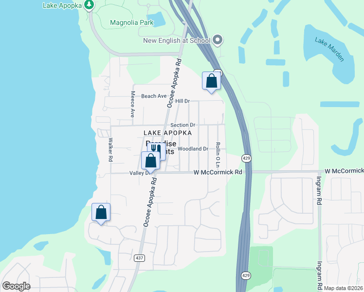 map of restaurants, bars, coffee shops, grocery stores, and more near 3717 Summer Haven Lane in Apopka