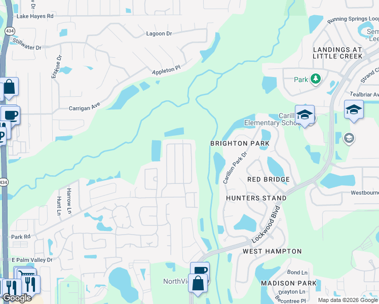 map of restaurants, bars, coffee shops, grocery stores, and more near 3668 Coconut Palm Circle in Oviedo