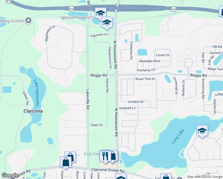 map of restaurants, bars, coffee shops, grocery stores, and more near 6285 Albeth Road in Orlando