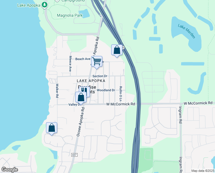 map of restaurants, bars, coffee shops, grocery stores, and more near 3623 Summer Haven Lane in Apopka