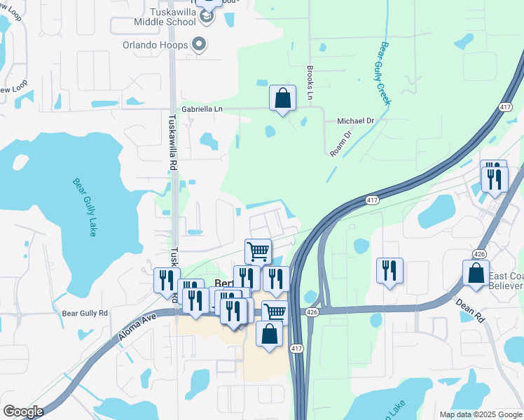 map of restaurants, bars, coffee shops, grocery stores, and more near 2660 Sweet Magnolia Place in Oviedo