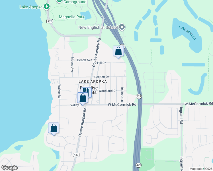 map of restaurants, bars, coffee shops, grocery stores, and more near 3623 Summer Haven Lane in Apopka
