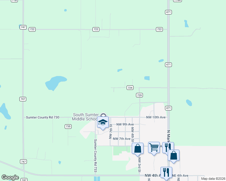 map of restaurants, bars, coffee shops, grocery stores, and more near 2578 County Road 724 in Webster
