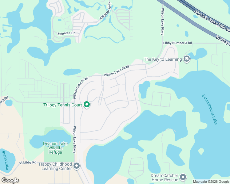 map of restaurants, bars, coffee shops, grocery stores, and more near 117 Flame Vine Way in Groveland