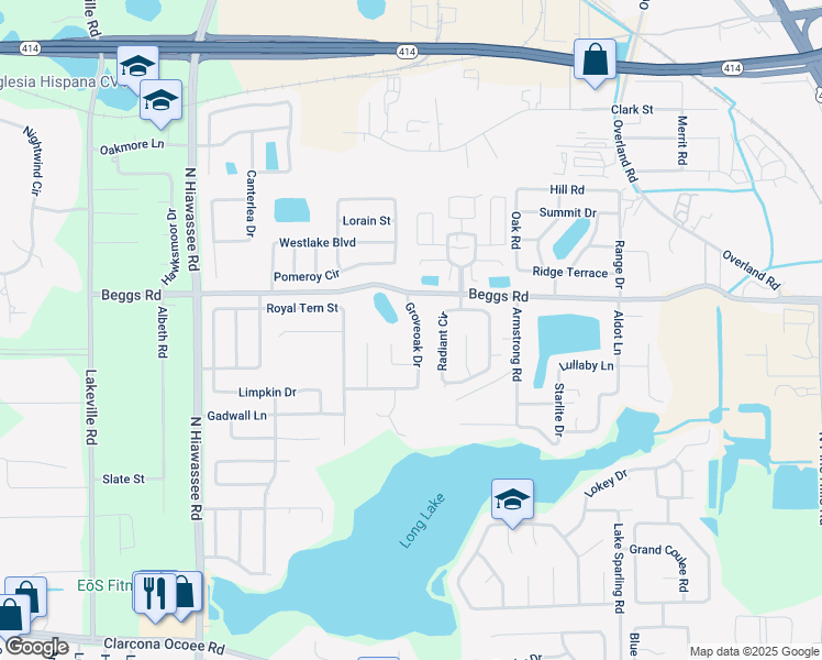 map of restaurants, bars, coffee shops, grocery stores, and more near 7560 Groveoak Drive in Orlando