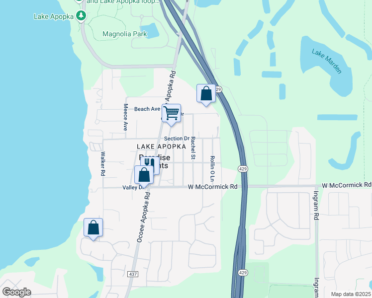 map of restaurants, bars, coffee shops, grocery stores, and more near 3623 Summer Haven Lane in Apopka