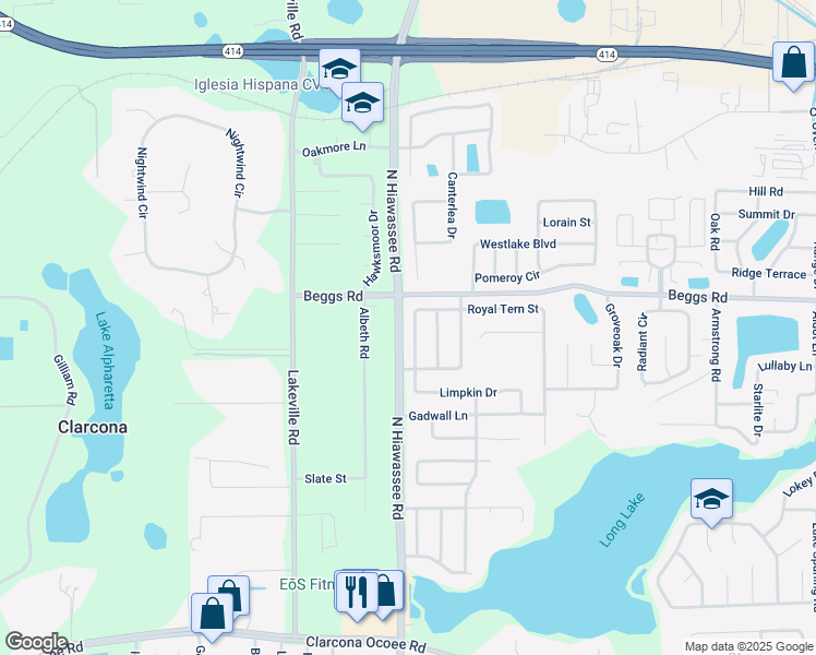 map of restaurants, bars, coffee shops, grocery stores, and more near 6235 Royal Tern Street in Orlando