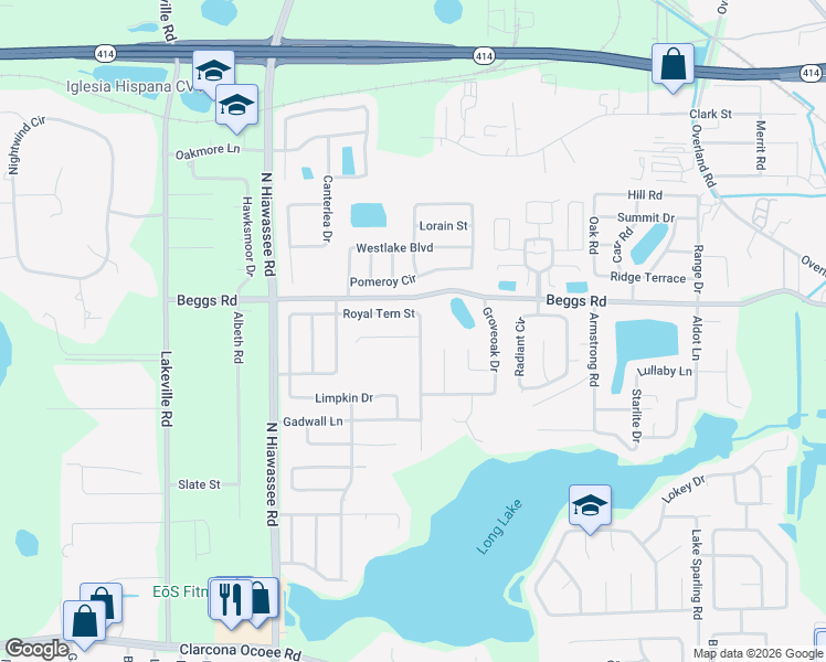 map of restaurants, bars, coffee shops, grocery stores, and more near 6705 King Rail Court in Orlando