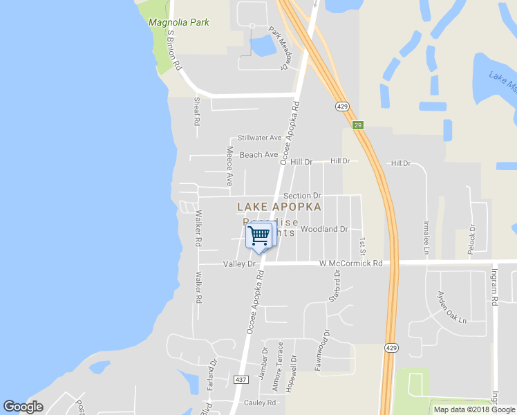 map of restaurants, bars, coffee shops, grocery stores, and more near 2217 Doer Lane in Apopka