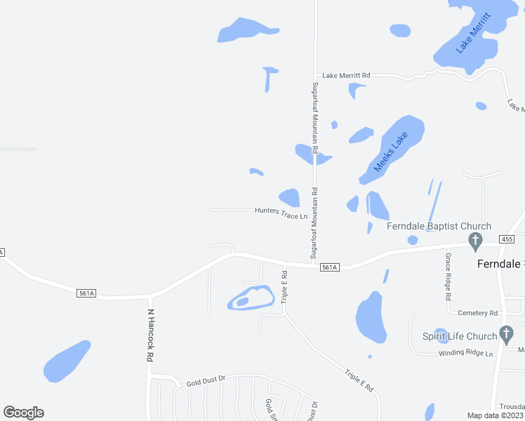 map of restaurants, bars, coffee shops, grocery stores, and more near Hunters Trace Lane in Clermont