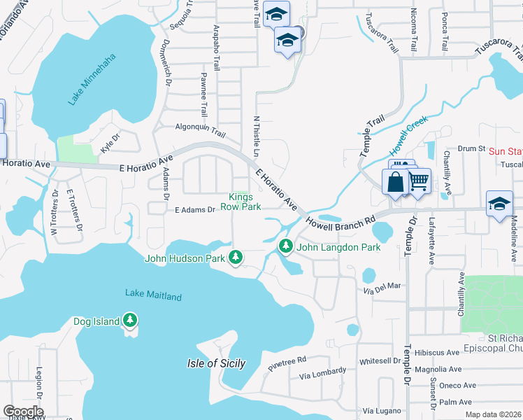 map of restaurants, bars, coffee shops, grocery stores, and more near 1016 Howell Branch Road in Winter Park