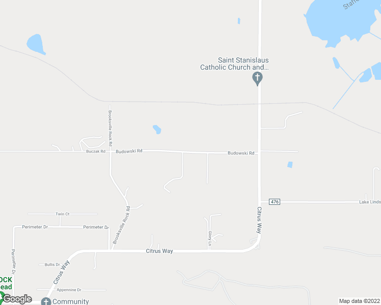 map of restaurants, bars, coffee shops, grocery stores, and more near 16491 Budowski Road in Brooksville