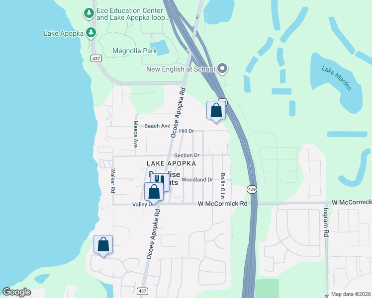 map of restaurants, bars, coffee shops, grocery stores, and more near 3525 Summer Haven Lane in Apopka
