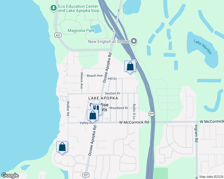 map of restaurants, bars, coffee shops, grocery stores, and more near 3525 Summer Haven Lane in Apopka