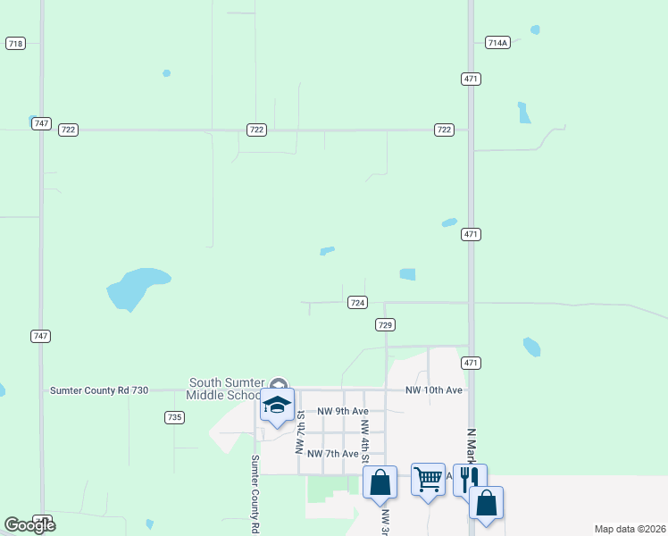map of restaurants, bars, coffee shops, grocery stores, and more near 2578 County Road 724 in Webster