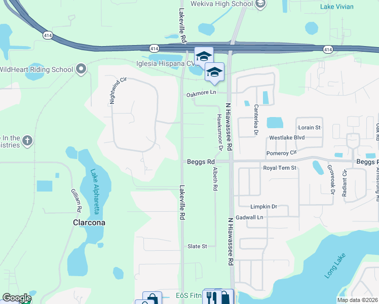 map of restaurants, bars, coffee shops, grocery stores, and more near 6407 Lakeville Road in Orlando