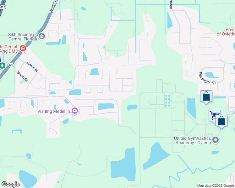 map of restaurants, bars, coffee shops, grocery stores, and more near 5508 White Heron Place in Oviedo