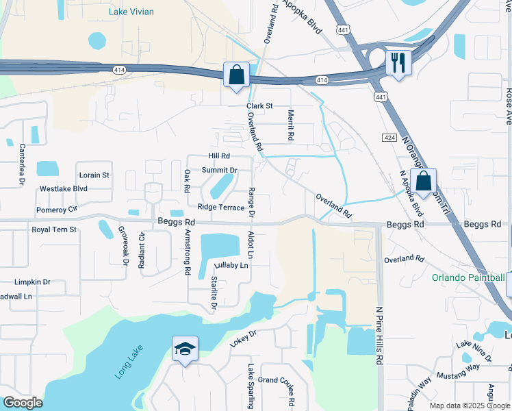 map of restaurants, bars, coffee shops, grocery stores, and more near 6214 Christina Court in Orlando