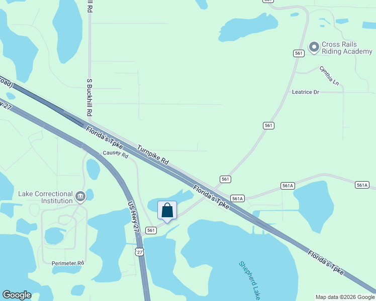 map of restaurants, bars, coffee shops, grocery stores, and more near 19221 Windjammer Road in Clermont