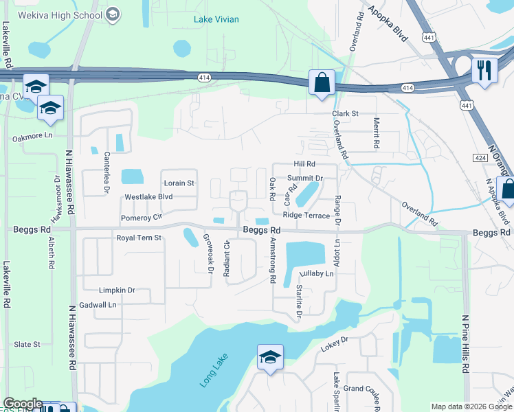 map of restaurants, bars, coffee shops, grocery stores, and more near 7620 Dovecote Drive in Orlando