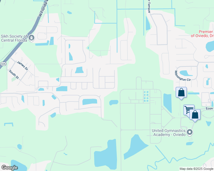 map of restaurants, bars, coffee shops, grocery stores, and more near 5218 Smokey Water Lane in Oviedo