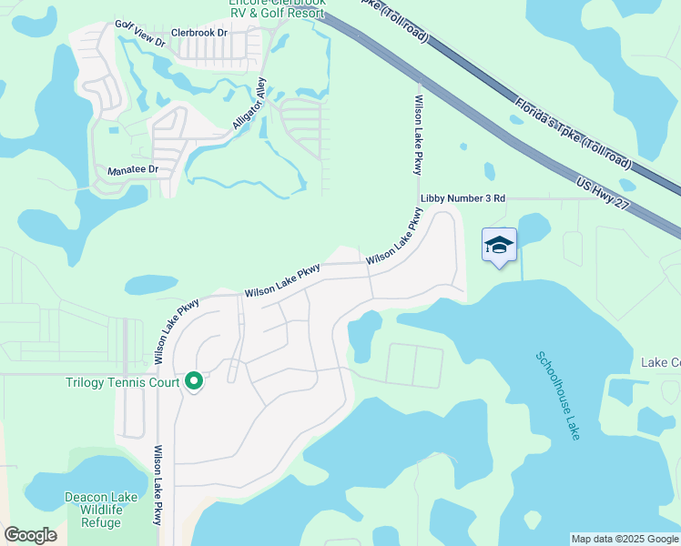 map of restaurants, bars, coffee shops, grocery stores, and more near 149 Crepe Myrtle Drive in Groveland