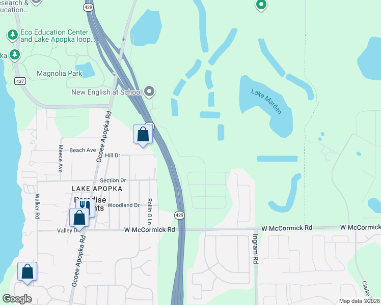 map of restaurants, bars, coffee shops, grocery stores, and more near 1751 Irmalee Lane in Apopka
