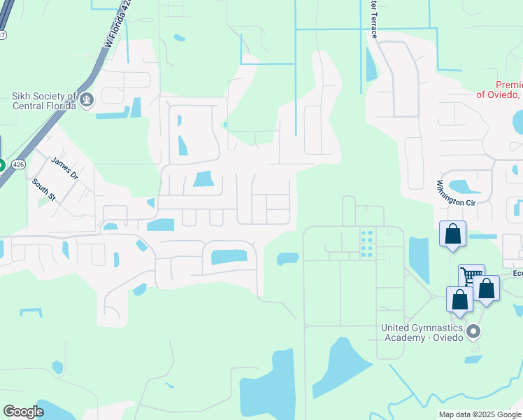 map of restaurants, bars, coffee shops, grocery stores, and more near 5218 Smokey Water Lane in Oviedo