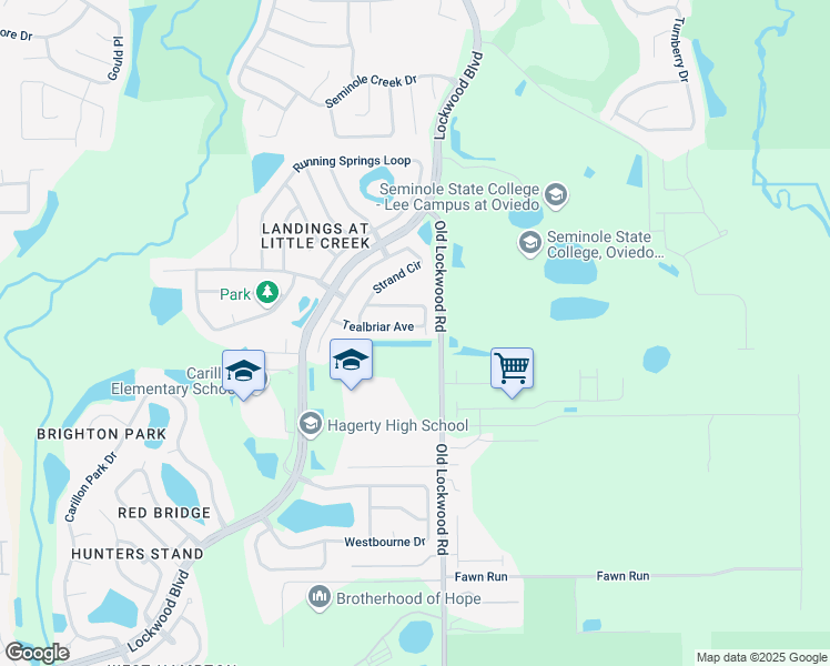 map of restaurants, bars, coffee shops, grocery stores, and more near 1732 Tealbriar Avenue in Oviedo
