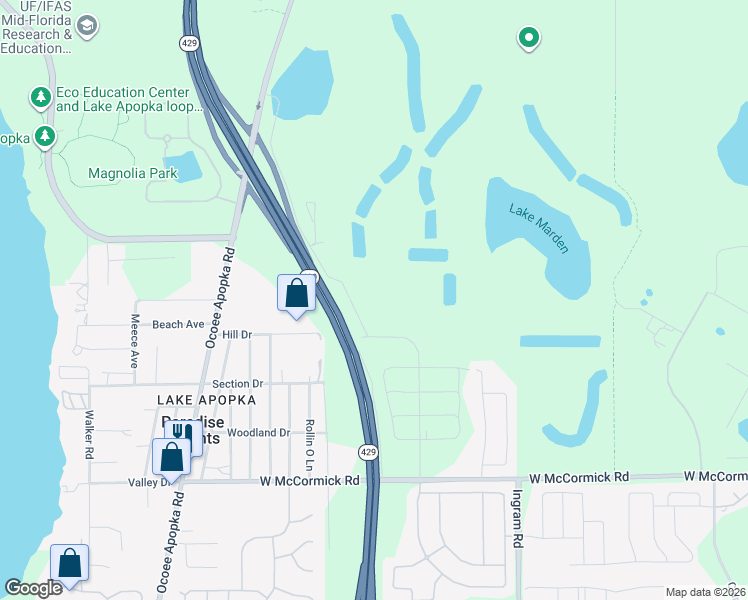 map of restaurants, bars, coffee shops, grocery stores, and more near 1787 Irmalee Lane in Apopka
