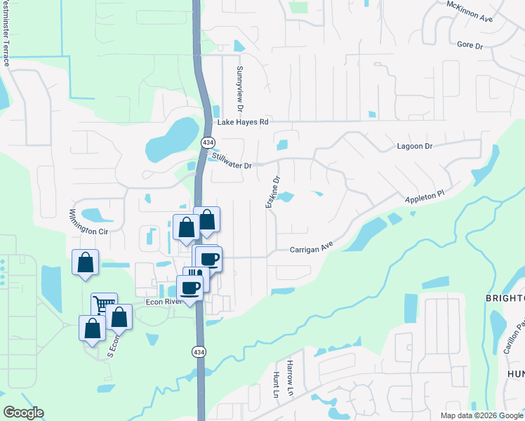 map of restaurants, bars, coffee shops, grocery stores, and more near 2920 Division Street in Oviedo