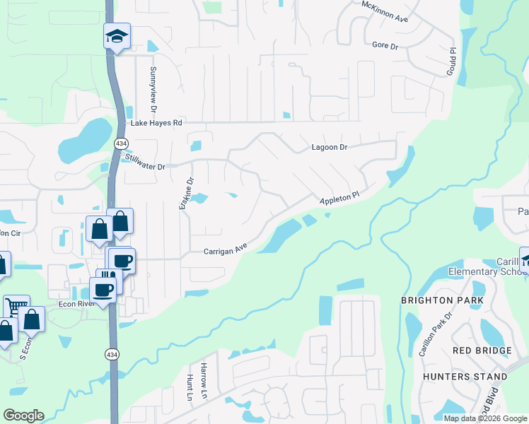 map of restaurants, bars, coffee shops, grocery stores, and more near 3065 Channel Side Court in Oviedo
