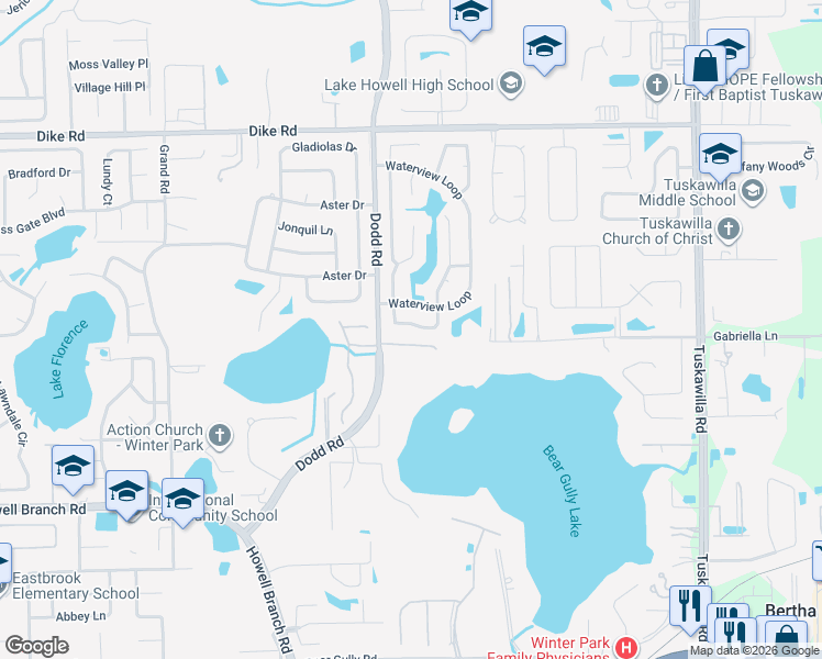 map of restaurants, bars, coffee shops, grocery stores, and more near 2000 Shadyhill Terrace in Winter Park