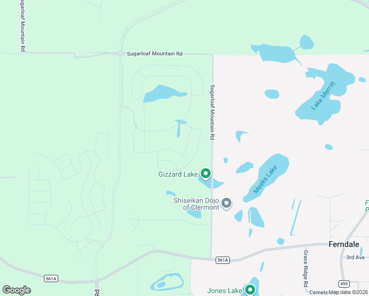 map of restaurants, bars, coffee shops, grocery stores, and more near 19449 Sugarloaf Mountain Road in Clermont