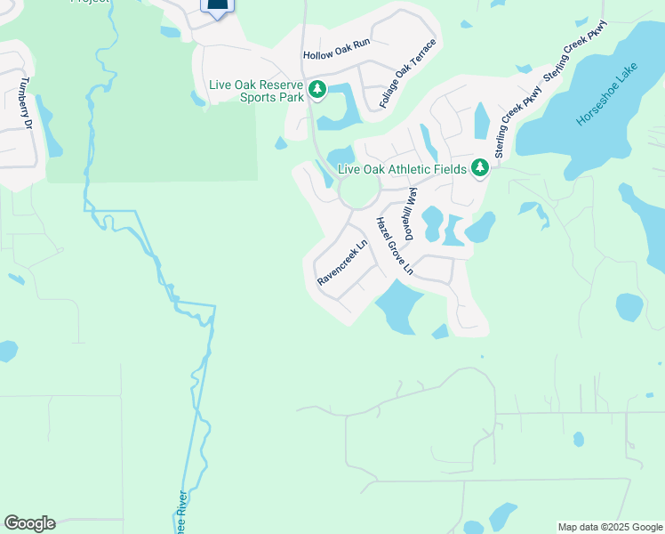map of restaurants, bars, coffee shops, grocery stores, and more near 3455 Ravencreek Lane in Oviedo