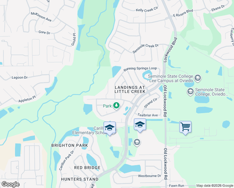 map of restaurants, bars, coffee shops, grocery stores, and more near 2675 Running Springs Loop in Oviedo