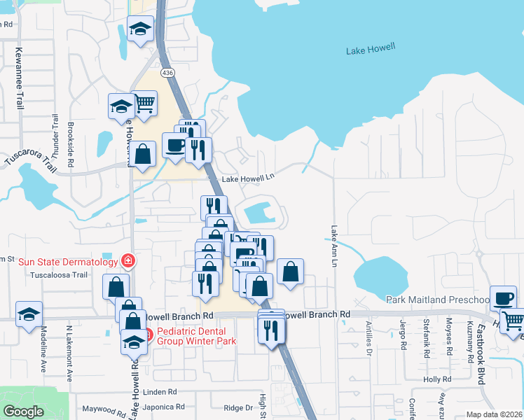 map of restaurants, bars, coffee shops, grocery stores, and more near 100 Reflections Circle in Casselberry